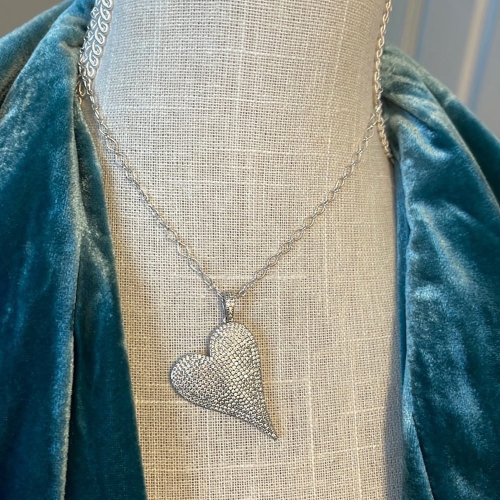 Large Heart silver necklace. Great statement piece.